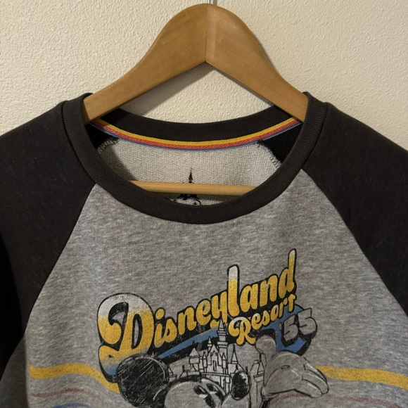 Disney Parks Disneyland Resort Mickey Mouse Raglan Crew Sweatshirt Gray-1X - Picture 3 of 8